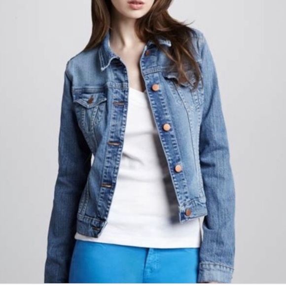 J. Brand Stretch Denim Crop Denim Jacket In Universe - Picture 1 of 9